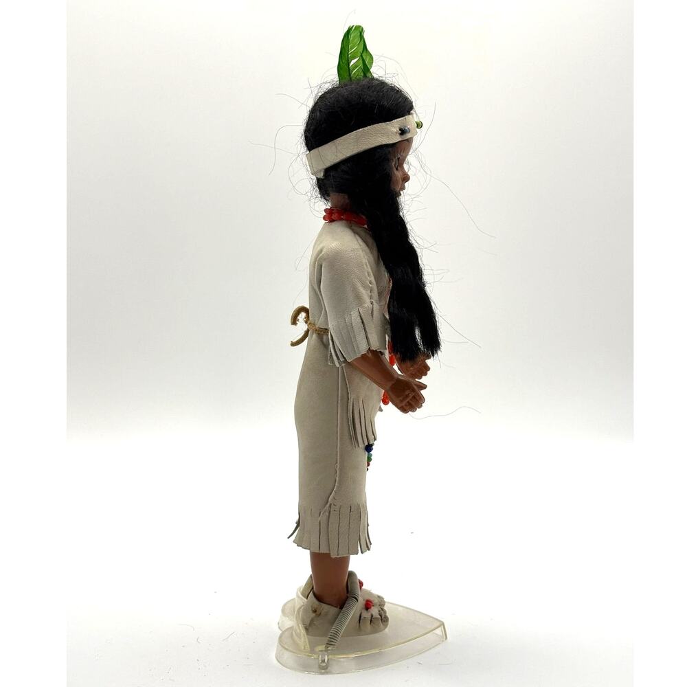 Vintage Native American Woman Doll in Traditional Tribal Costume with Stand - Picture 4 of 4